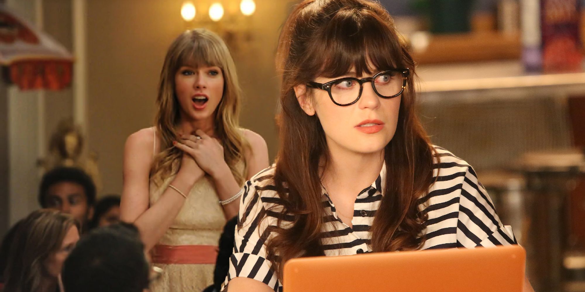  An image of Jess superimposed over Taylor Swift in New Girl