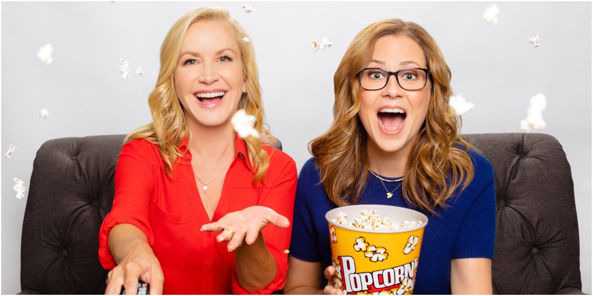 A promotional image of Pam Beesly and Angela Kinsey for the podcast Office Ladies