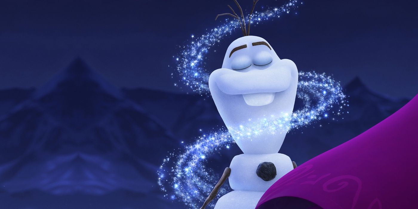 Olaf in the Once Upon a Snowman Frozen poster without his carrot nose