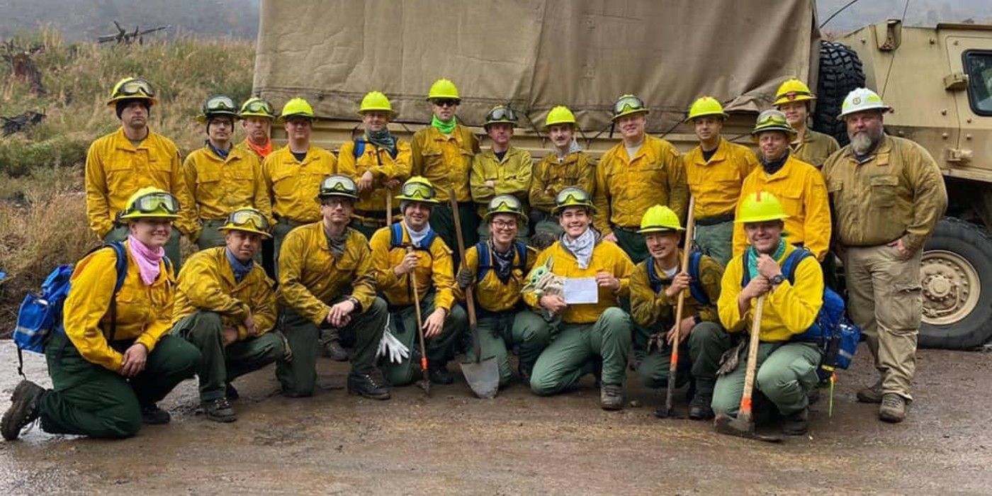 Oregon firefighters with Baby Yoda