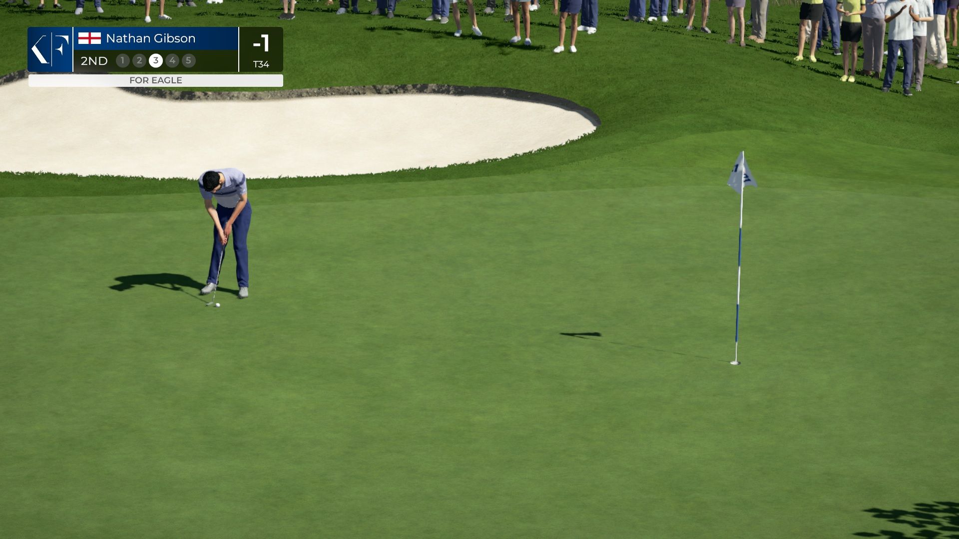 PGA Tour 2K21 screenshot showing a putt on the green.