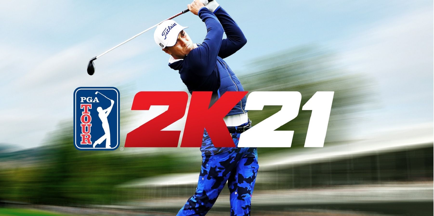 PGA Tour 2K21 header image with screenshot and logo.