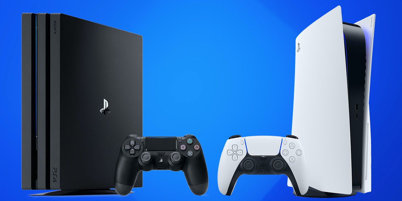 The PS4 console next to a PS5 console