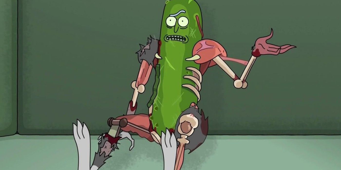Rick as a weaponized pickle on Rick and Morty