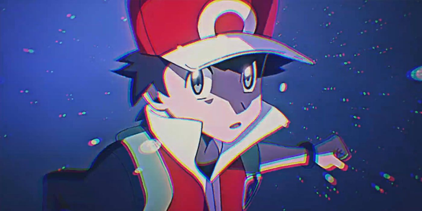 Pokémon's Red Version protagonist, Red, in front of a nebulous, starry background.