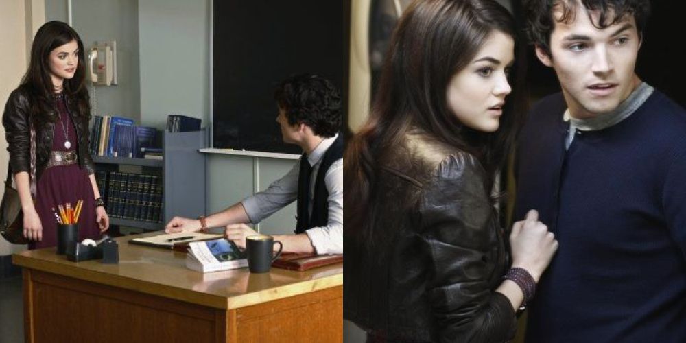pretty little liars aria and ezra meeting in a bar in the pilot