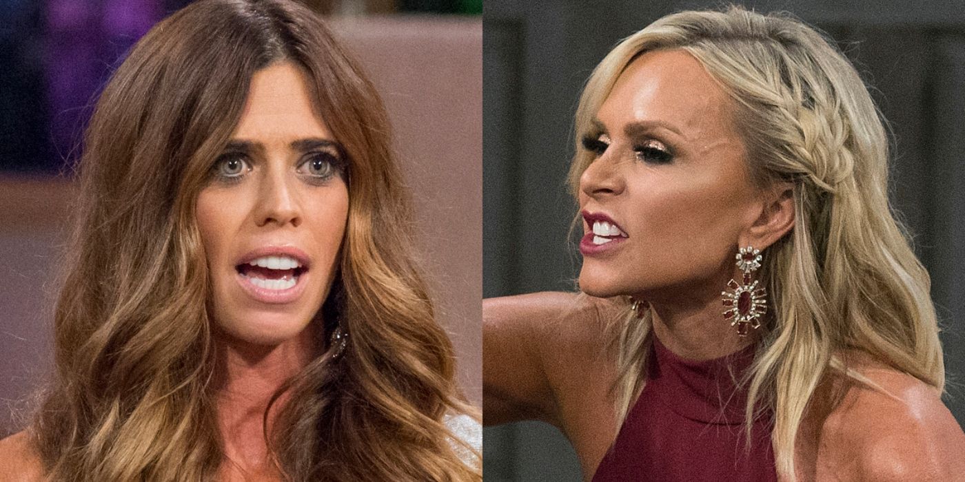 Split image of Lydia and Tamra looking upset on The Real Housewives Of Orange County