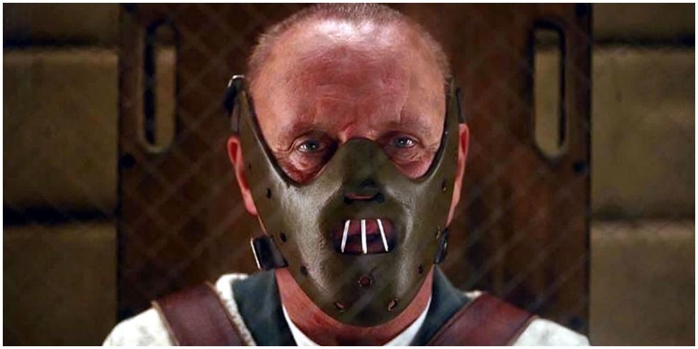 Hannibal Lecter in his mask in Silence of the Lambs.
