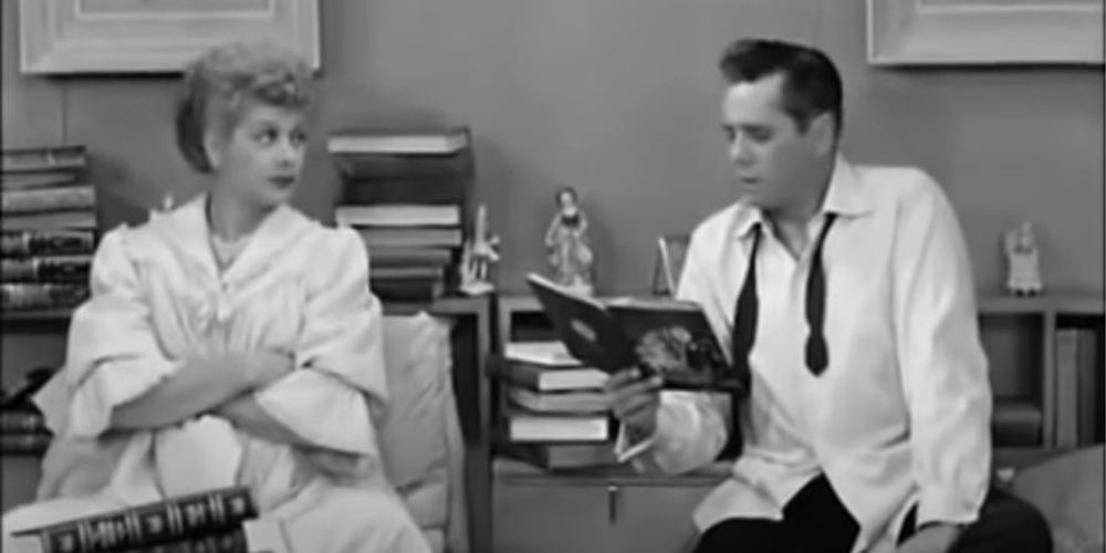 Ricky reading a children's book in an episode of I Love Lucy.
