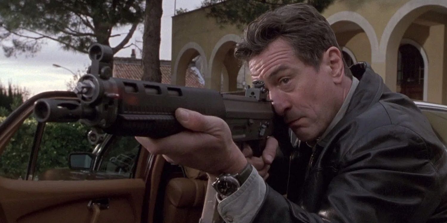 Robert De Niro with a machine gun in Ronin