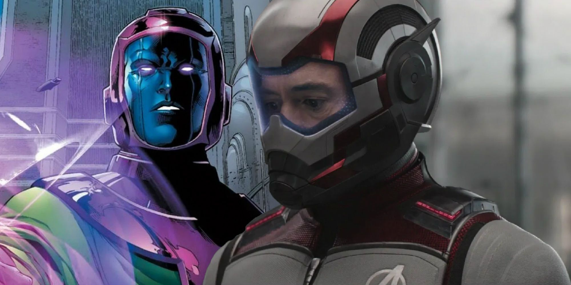 Robert Downey Jr as Iron Man in Avengers Endgame and Kang the Conqueror in Marvel Comics