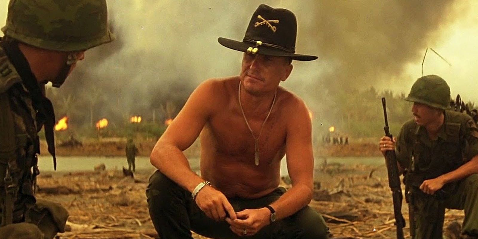 Robert Duvall on a battlefield in Apocalypse Now