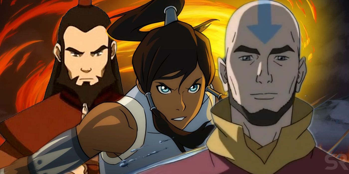 Roku, Korra, and Aang in Avatar The Last Airbender