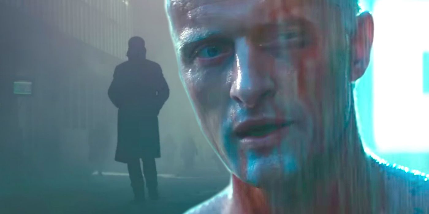 Rutger Hauer as Roy Batty in Blade Runner and Ryan Gosling as K in Blade Runner 2049