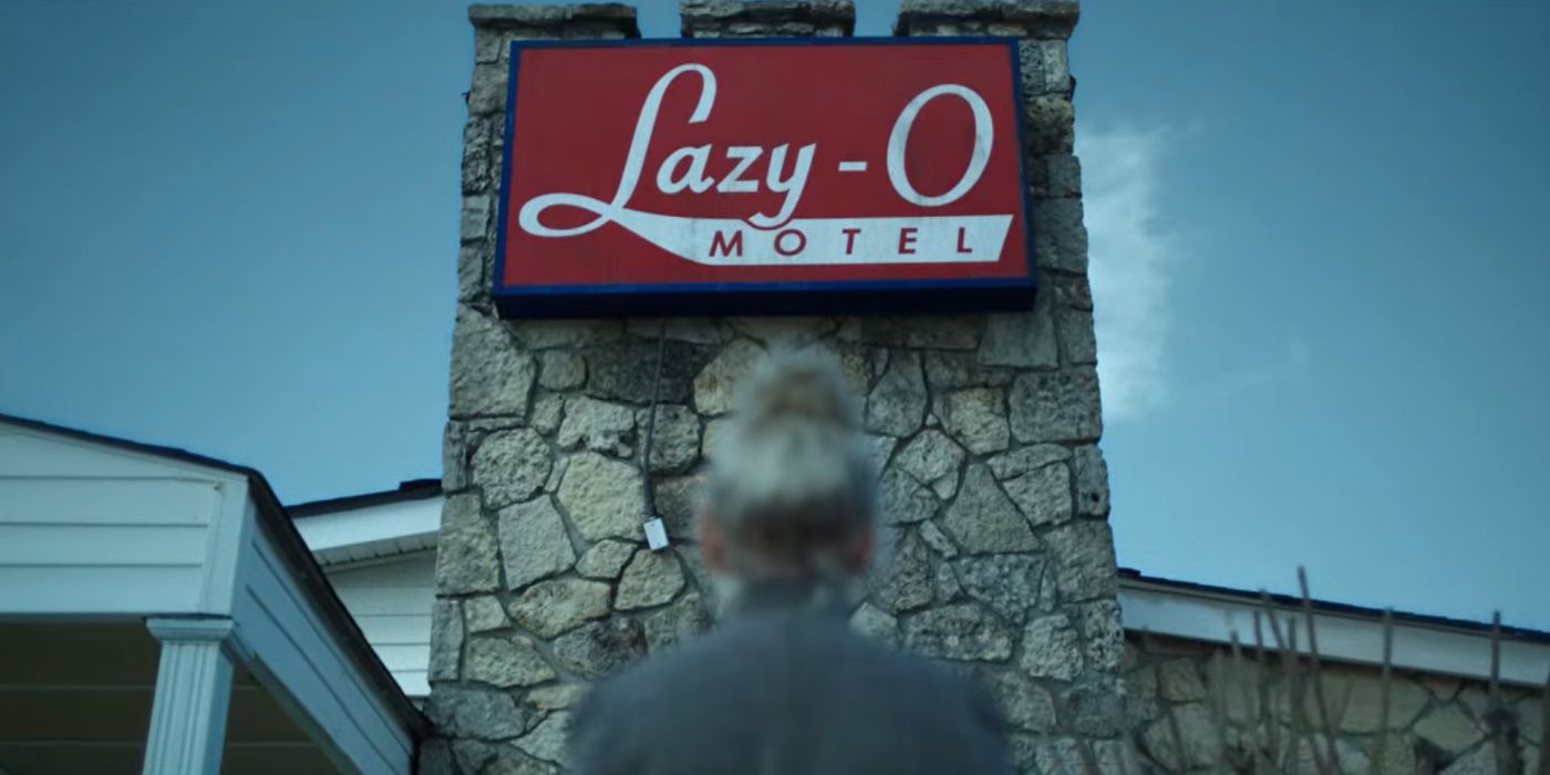 Ruth in front of Lazy-O motel in Ozark.
