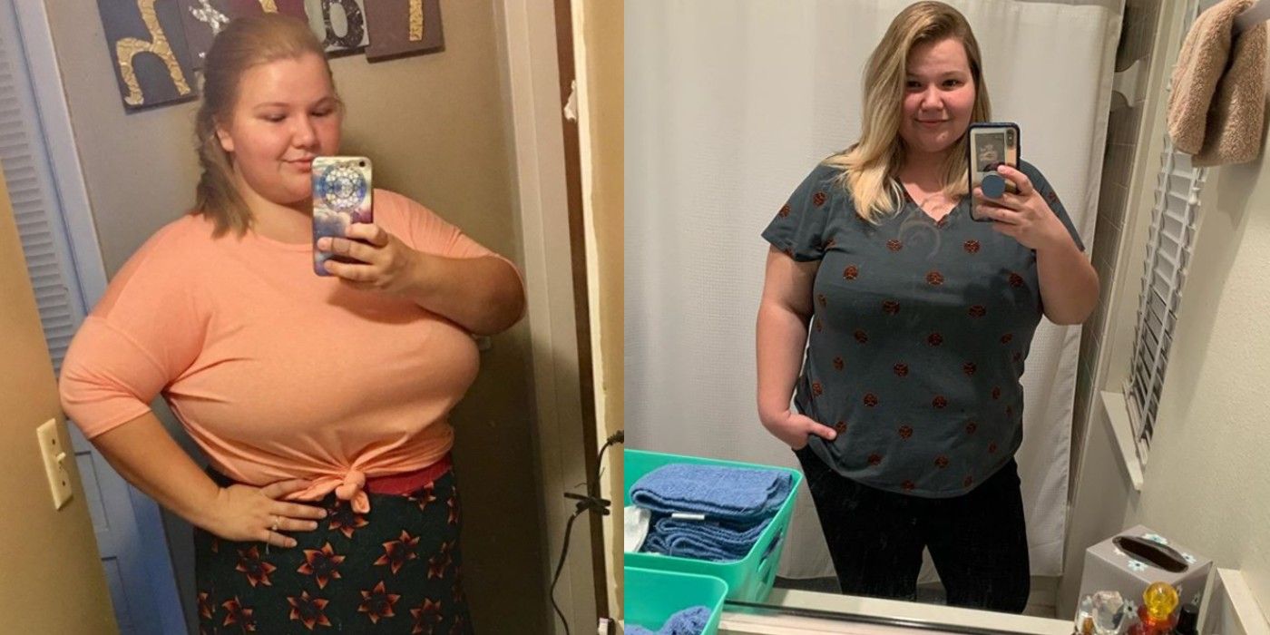 Side by side of Nicole Nafziger from 90 Day Fiancé side by side image weight loss before and after