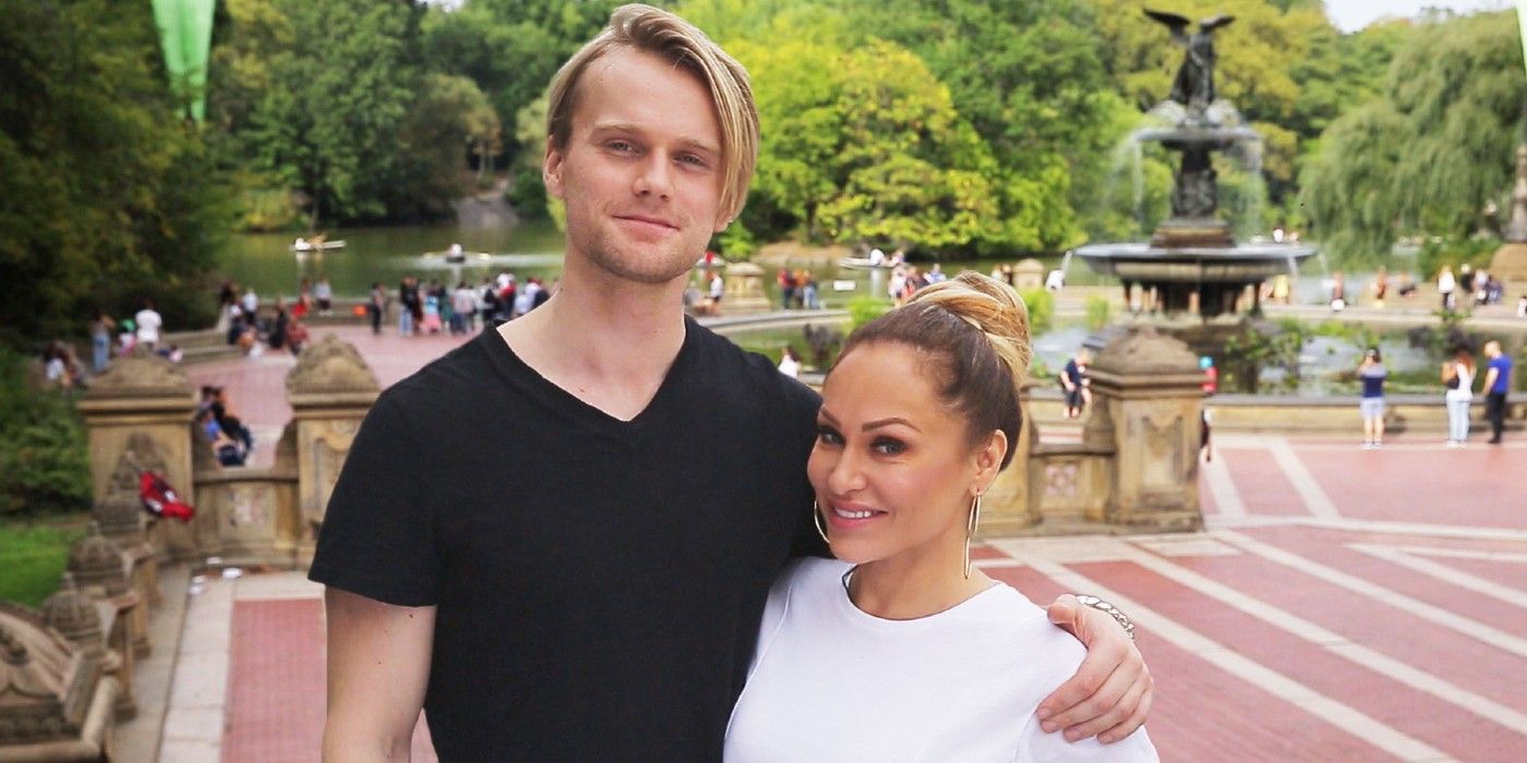 Jesse Meester and Darcey Silva from 90 Day Fiancé posing outside in park