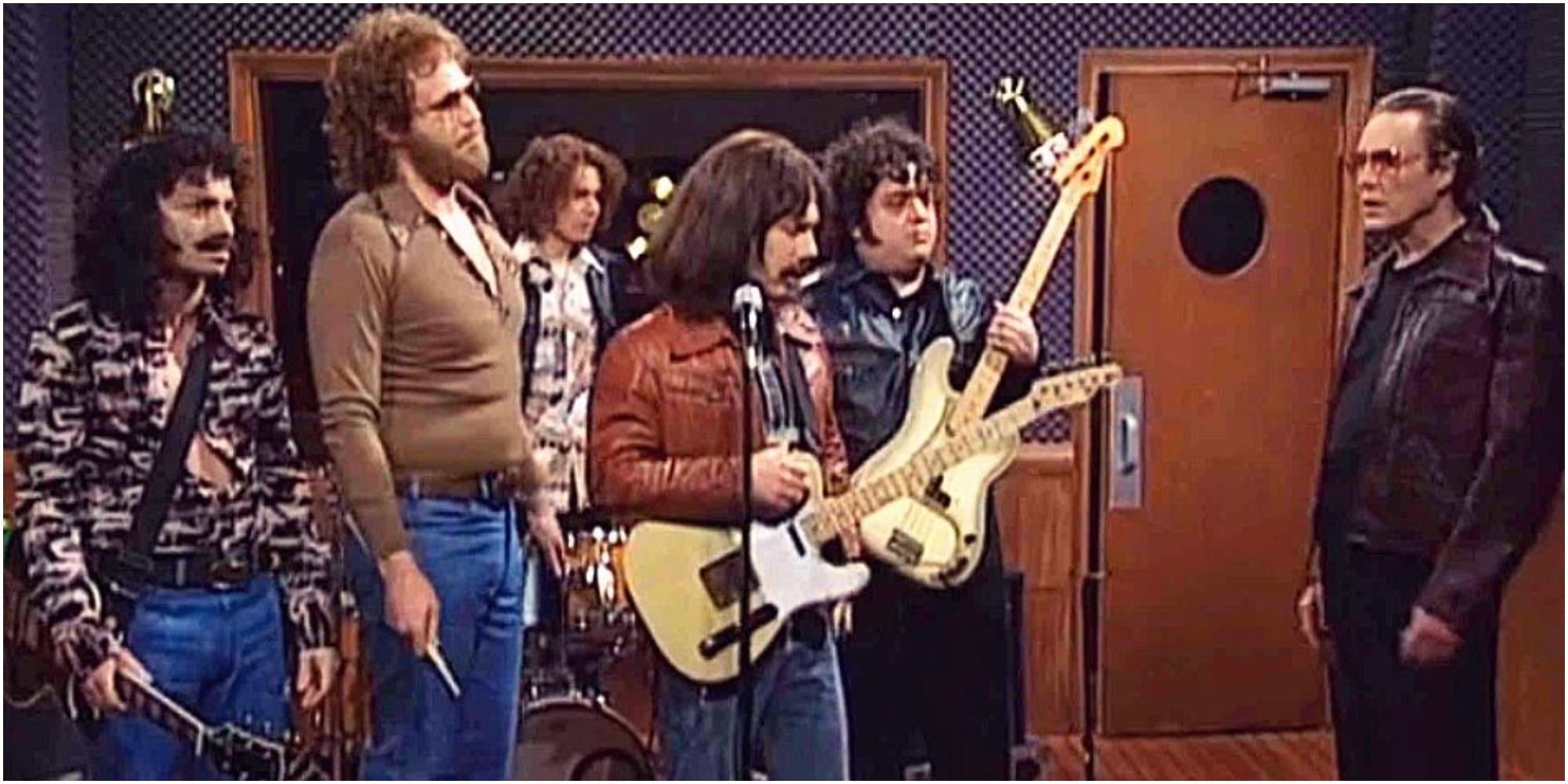 A screenshot of the &quot;More Cowbell&quot; sketch from Saturday Night Live