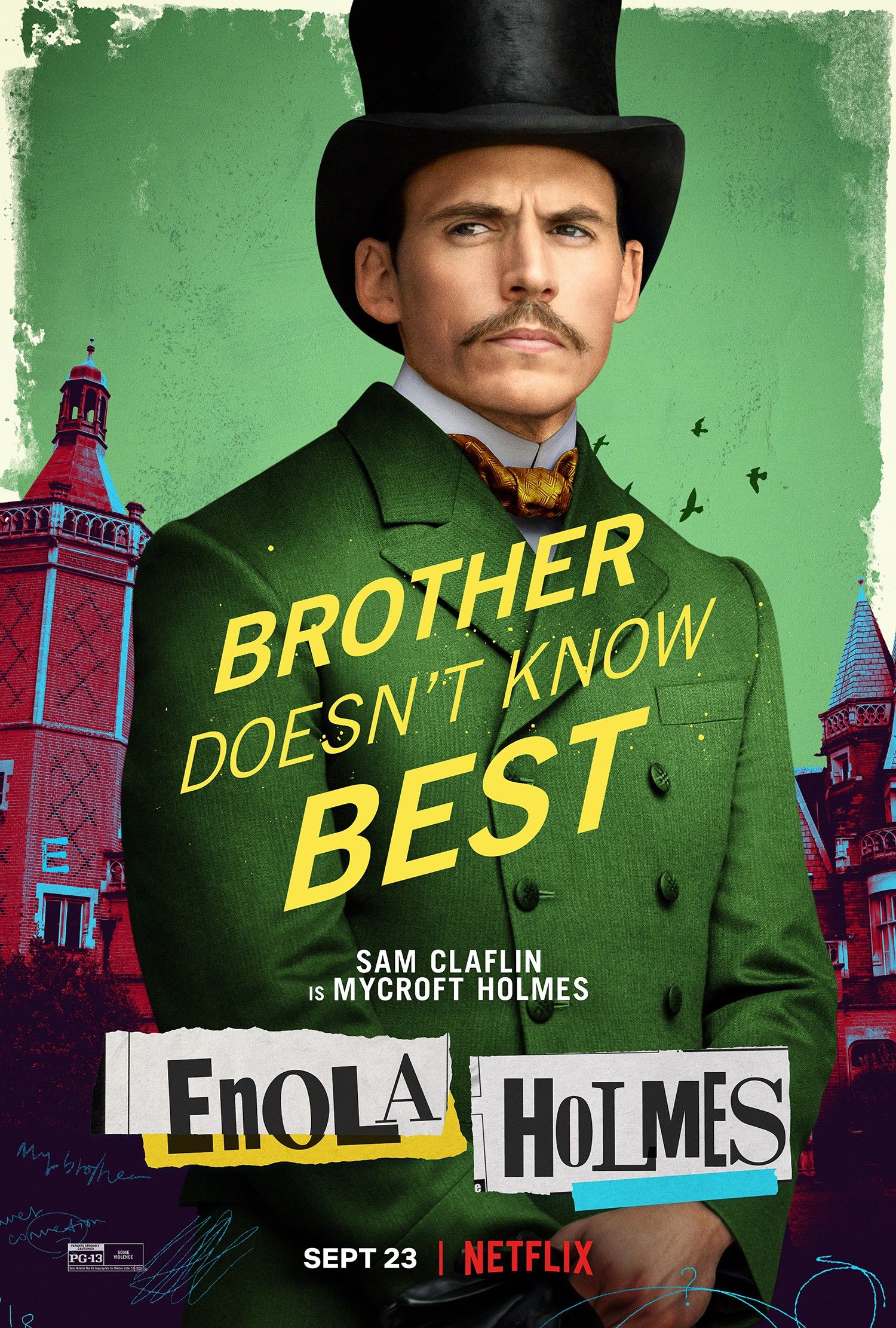 Sam Claflin as Mycroft Holmes in Enola Holmes