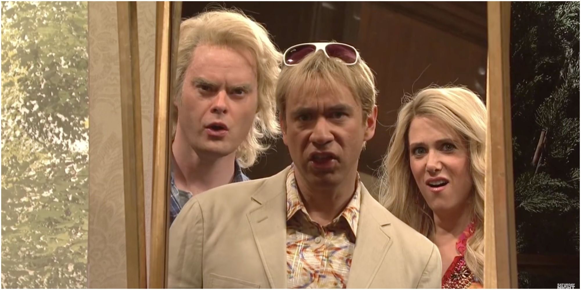 A screenshot of Bill Hader, Fred Armisen and Kristen Wiig in &quot;The Californians&quot; sketch from SNL