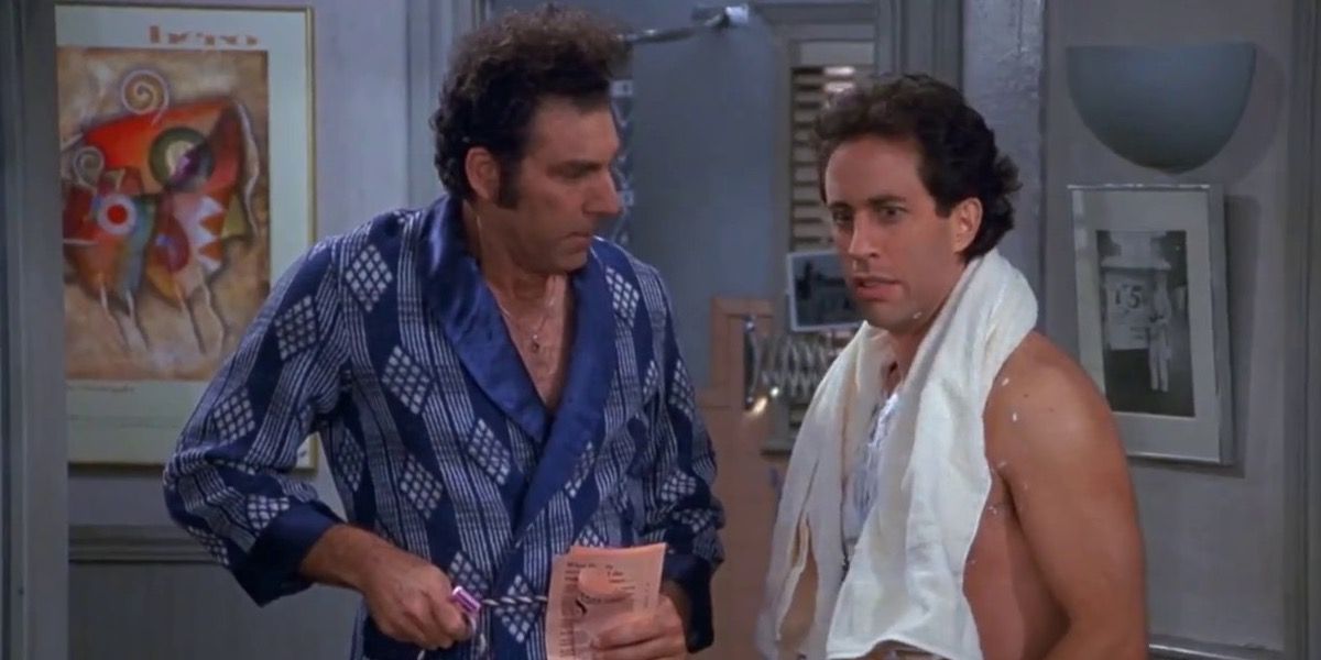 Kramer discussing shaving techniques with Jerry