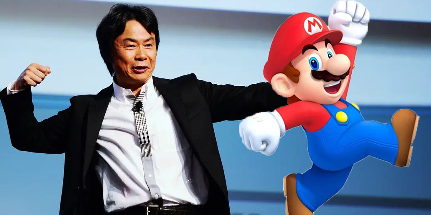Blended image of Shigeru Miyamoto and Mario.
