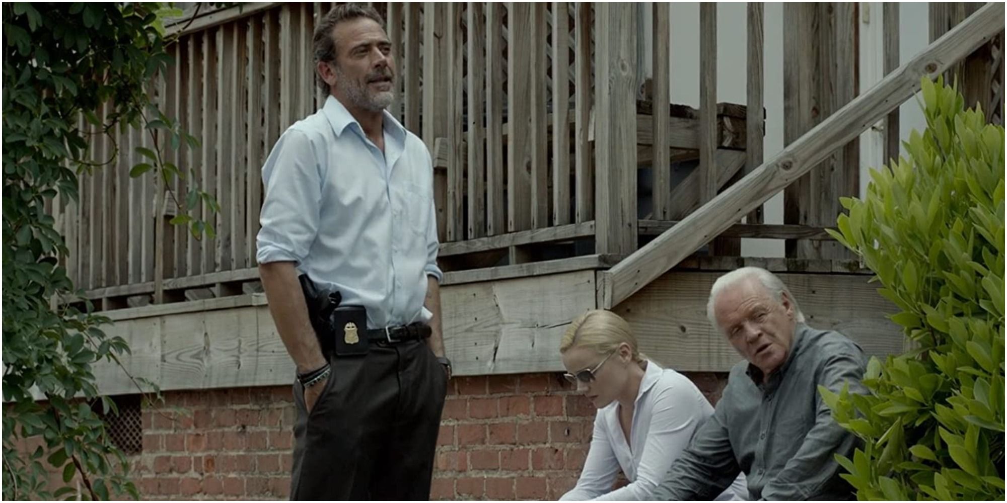 A shot of Jeffrey Dean Morgan with Anthony Hopkins and Abbie Cornish in Solace