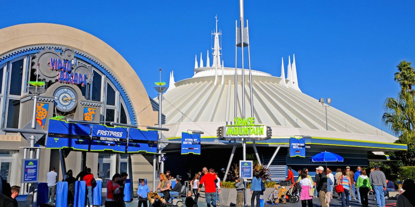 Space Mountain at Disney on a bright day.