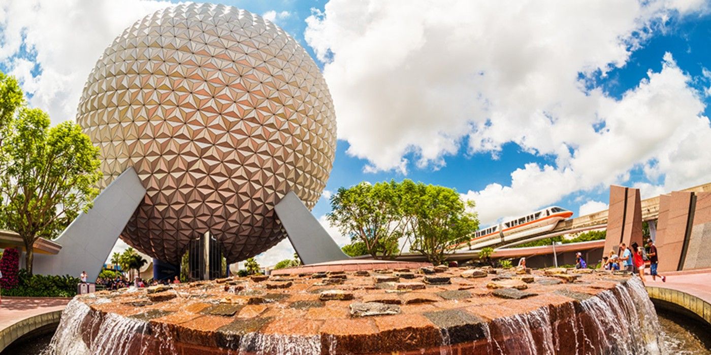 A view from the outside of Spaceship Earth in Epcot