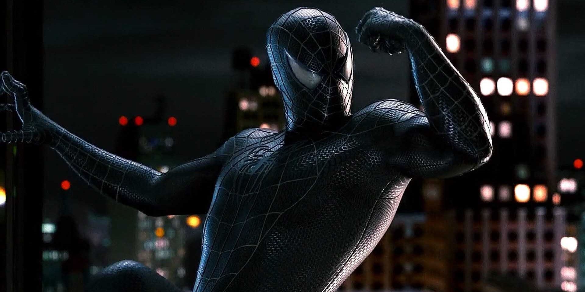 Spidey's black symbiote suit in Spider-Man 3