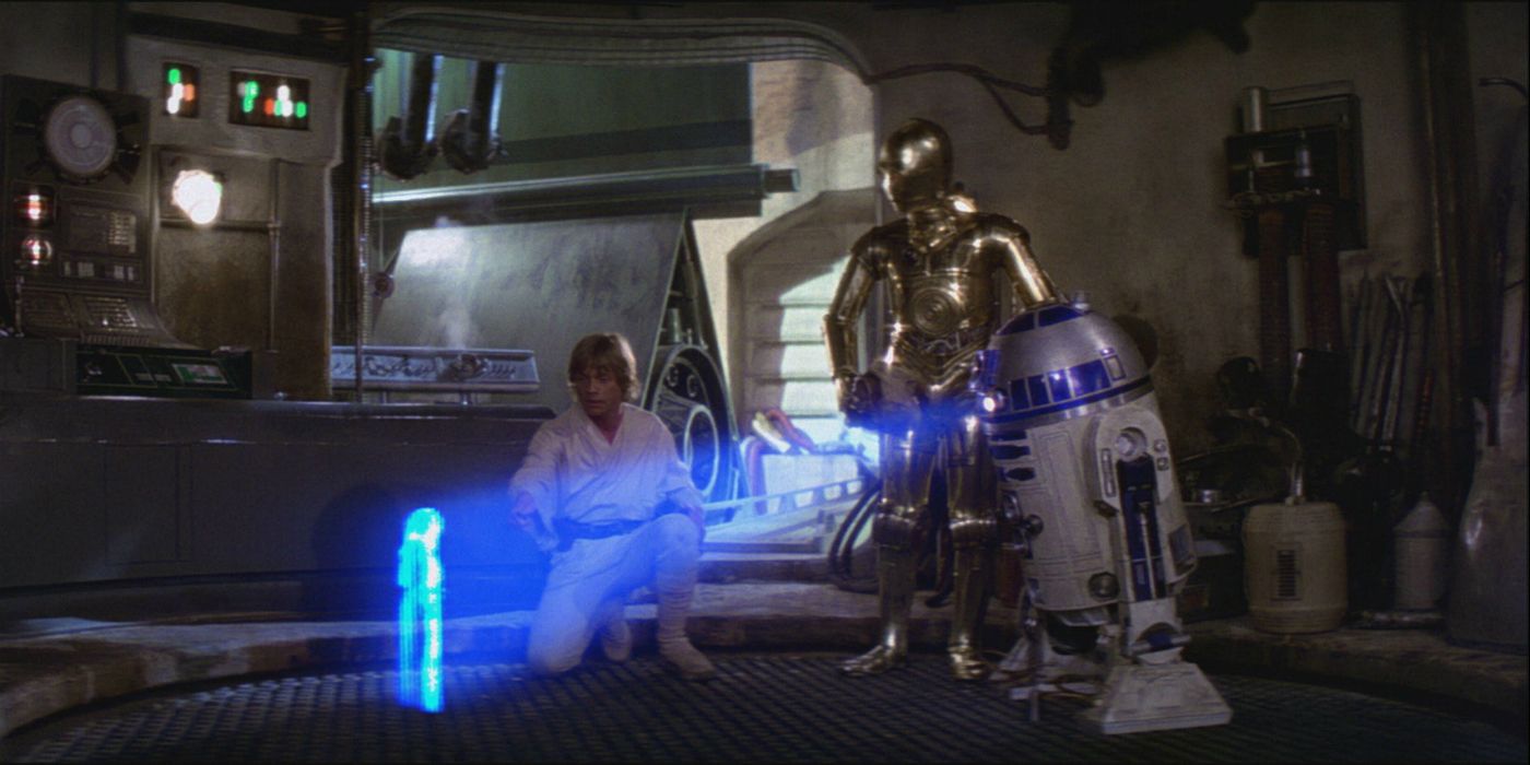 R2-D2 plays Leia's message in Star Wars