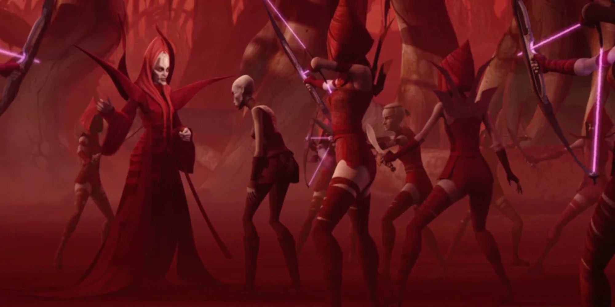 Ventress gets greeted by Mother Talzin and the Nightsisters in Star Wars The Clone Wars