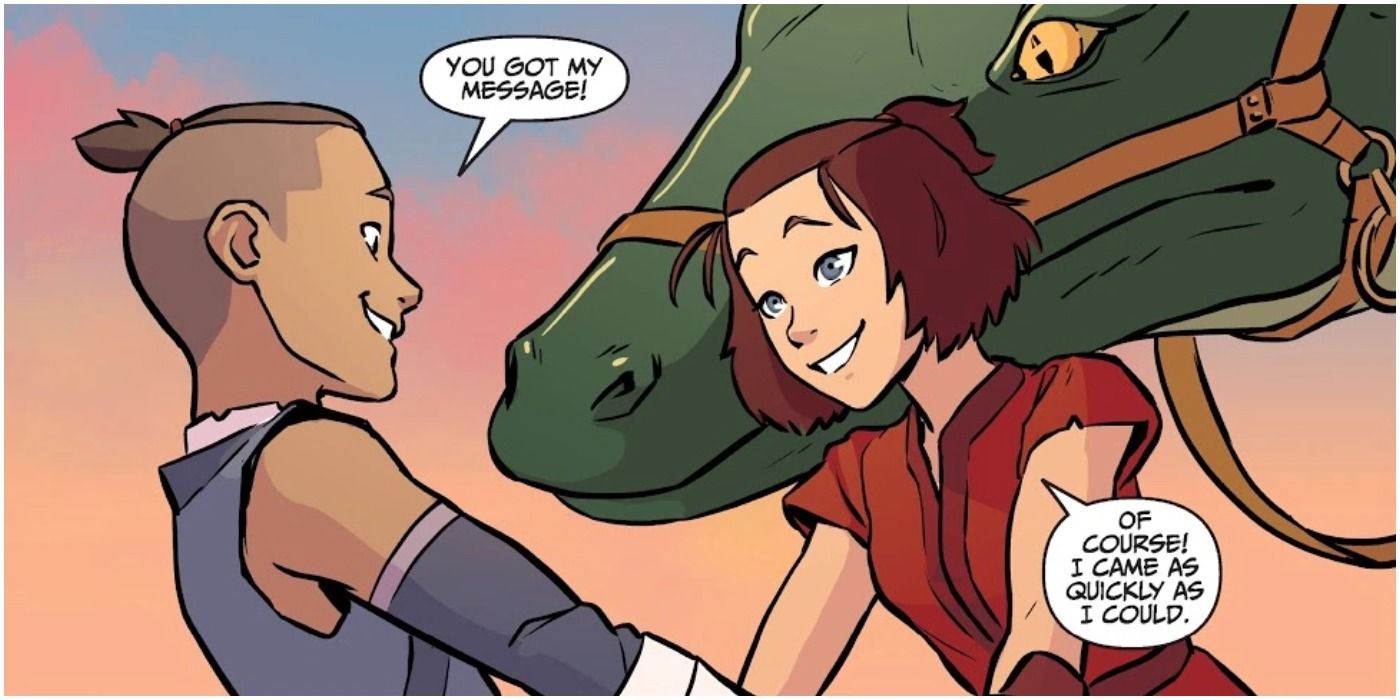 Suki and Sokka Meet up in the Comics in Cranefish Town, Avatar