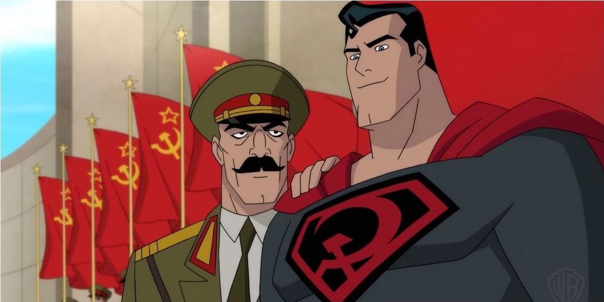 Josef Stalin standing with Superman