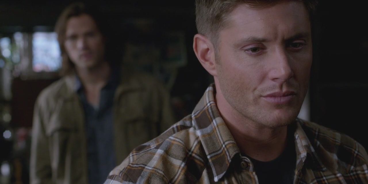 Sam looks at an emotional Dean in Supernatural