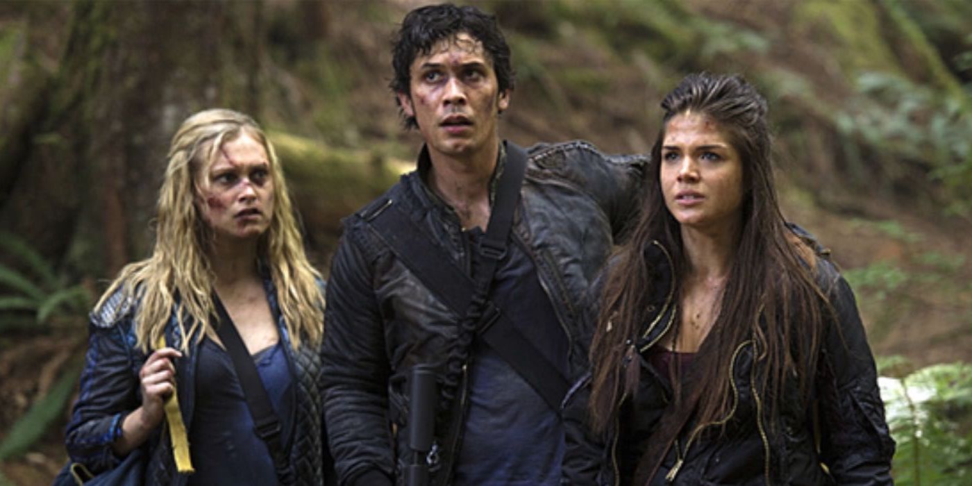 The 100 Clarke, Bellamy, and Octavia in the woods