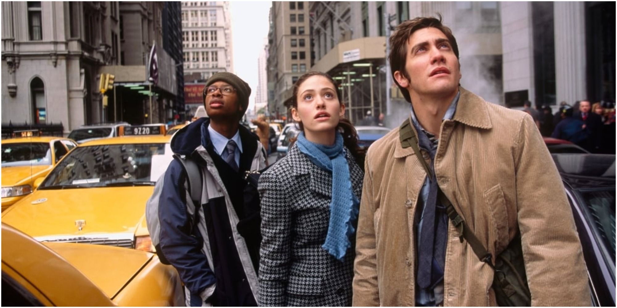Jake Gyllenhaal as Sam Hall and company in The Day After Tomorrow