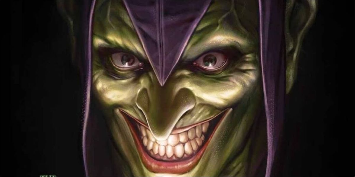 Green goblin grinning