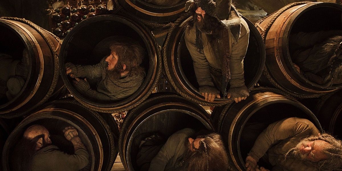 Bilbo packs the Dwarves into Barrels
