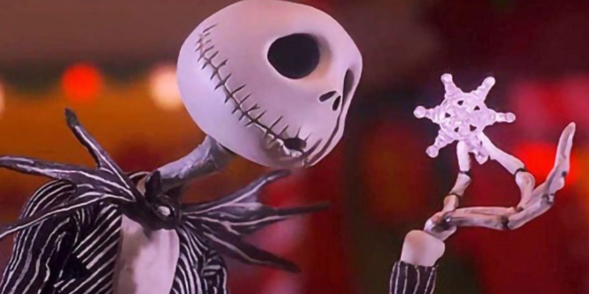Jack Skellington holding a snowflake in The Nightmare Before Christmas