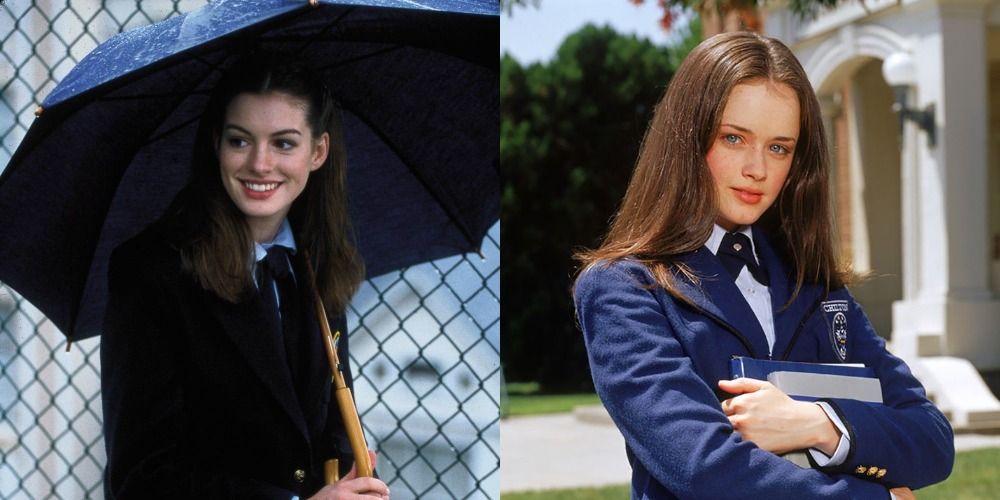 Anne Hathaway as Mia in The Princess Diaries, Alexis Bledel as Rory in Gilmore Girls