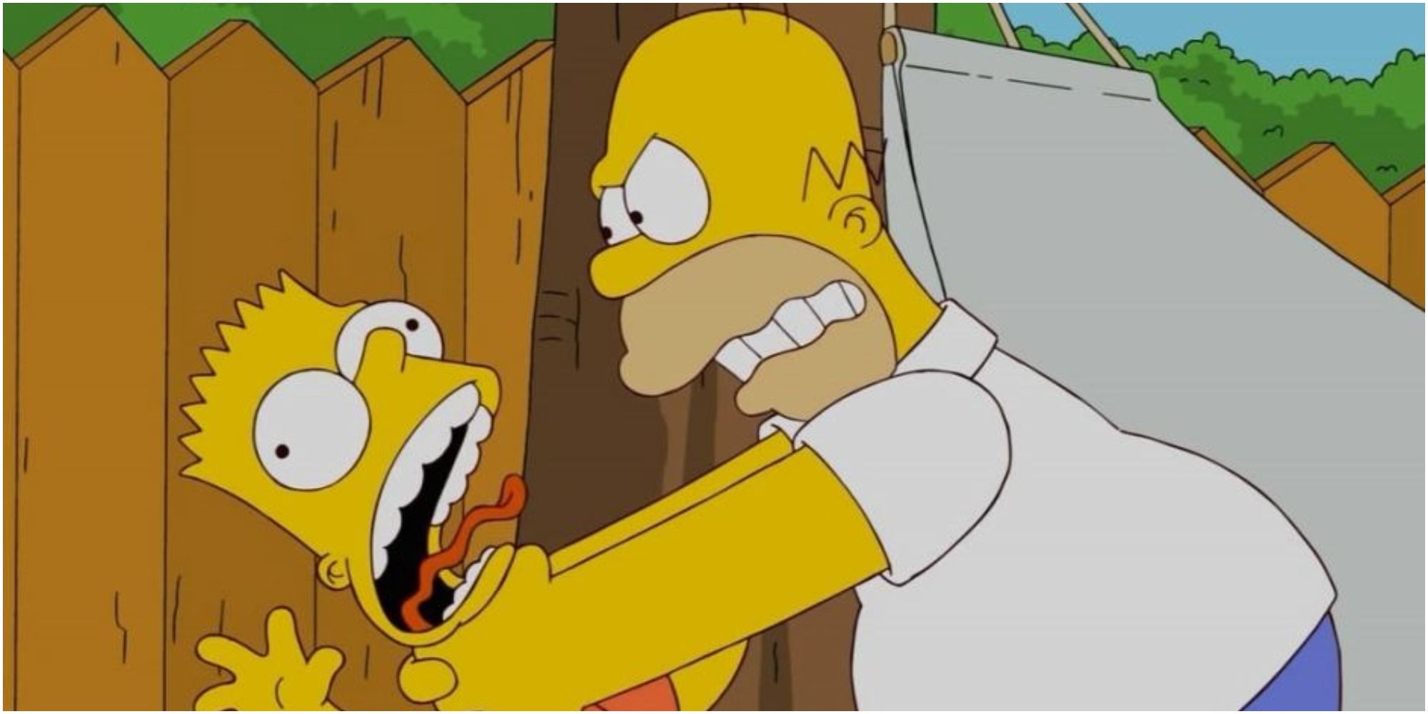 Homer Simpson strangling his son Bart