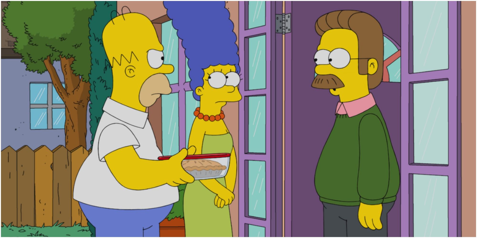 Homer and Marge Simpson meeting Flanders