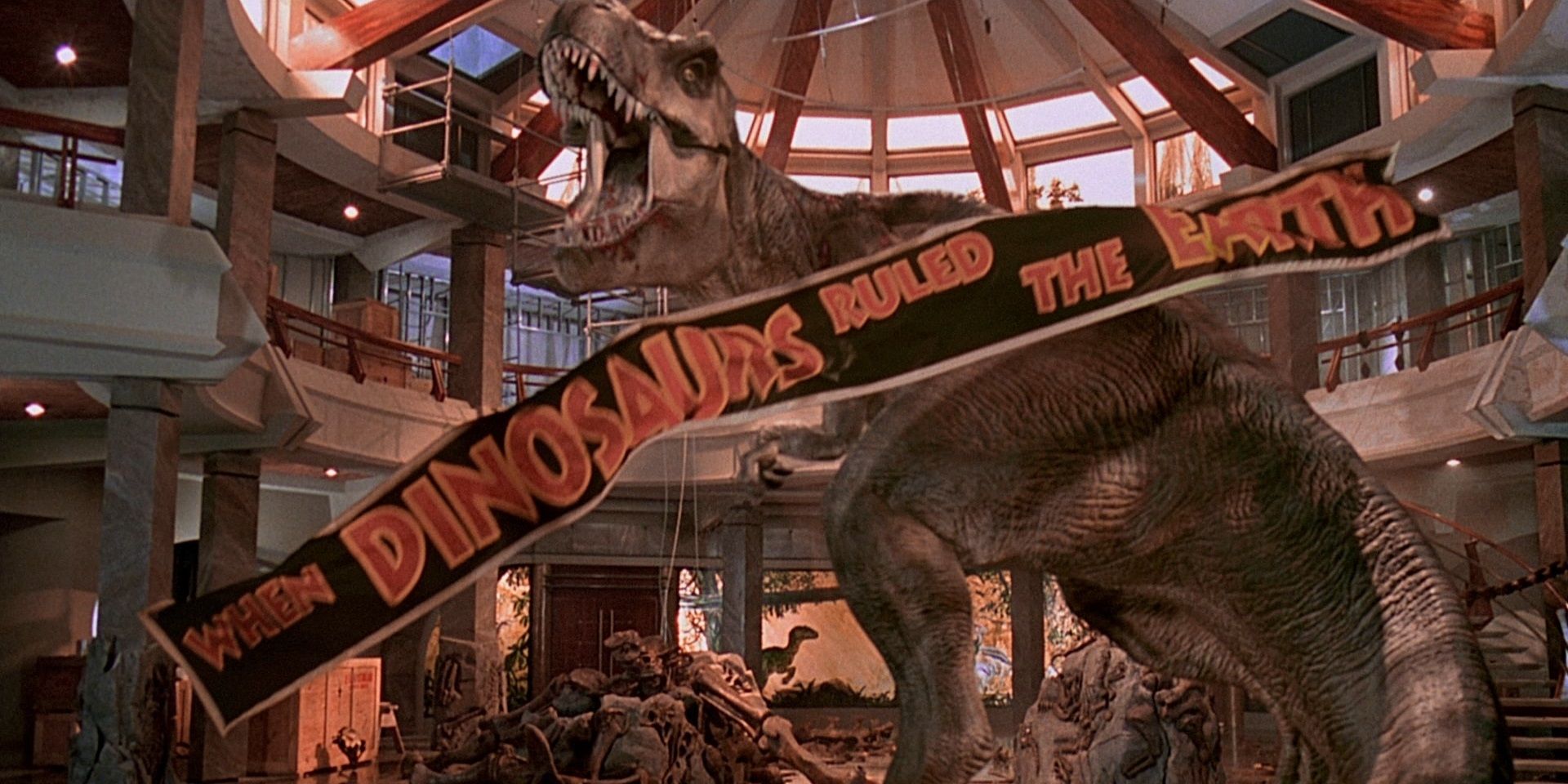 The T. rex roaring in the climax scene of Jurassic Park