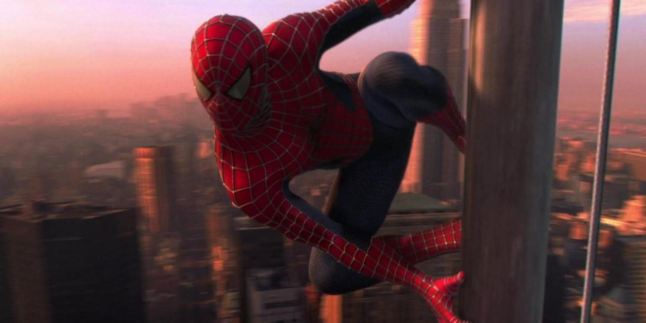 The ending of Spider-Man with Peter at the top of a building