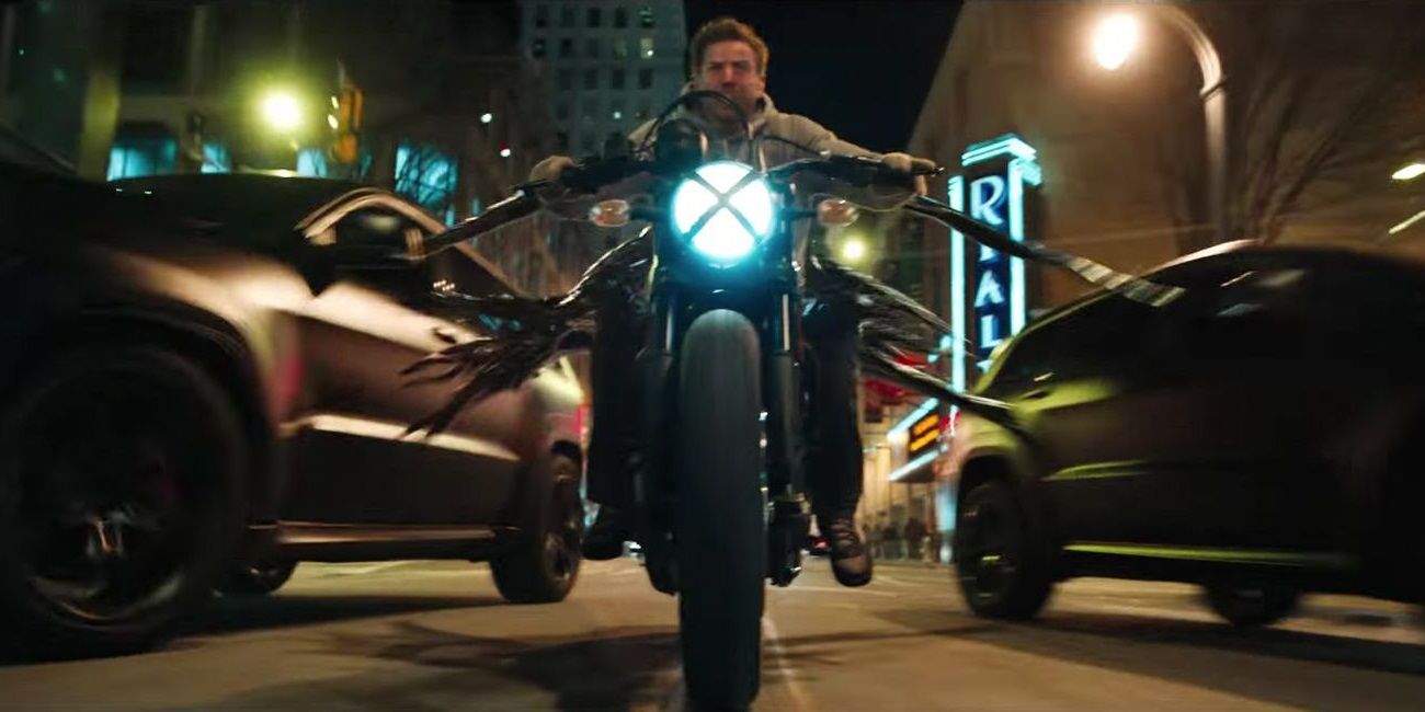 The motorcycle chase in Venom