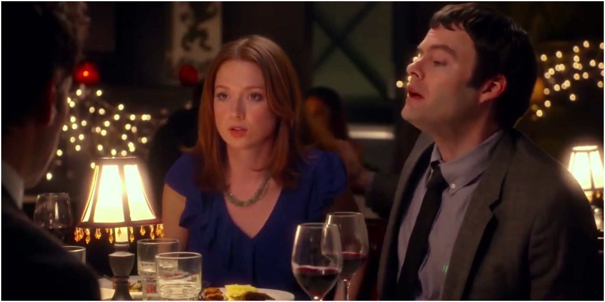 A screenshot of Ellie Kemper as Karen with Kyle (Bill Hader) in They Came Together