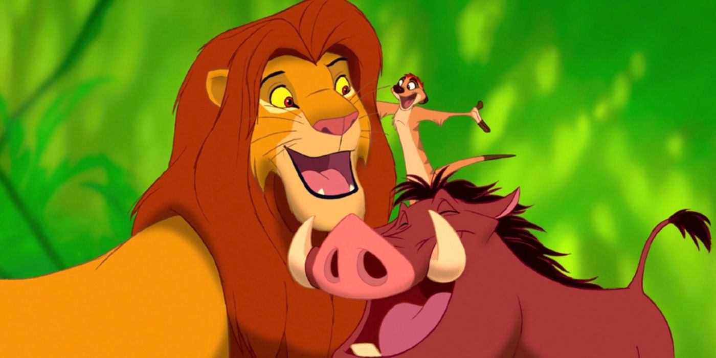 Simba, Timão e Pumba em O Rei Leão