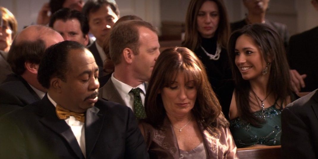 Toby and his date in The Office episode 'Phyllis' Wedding'