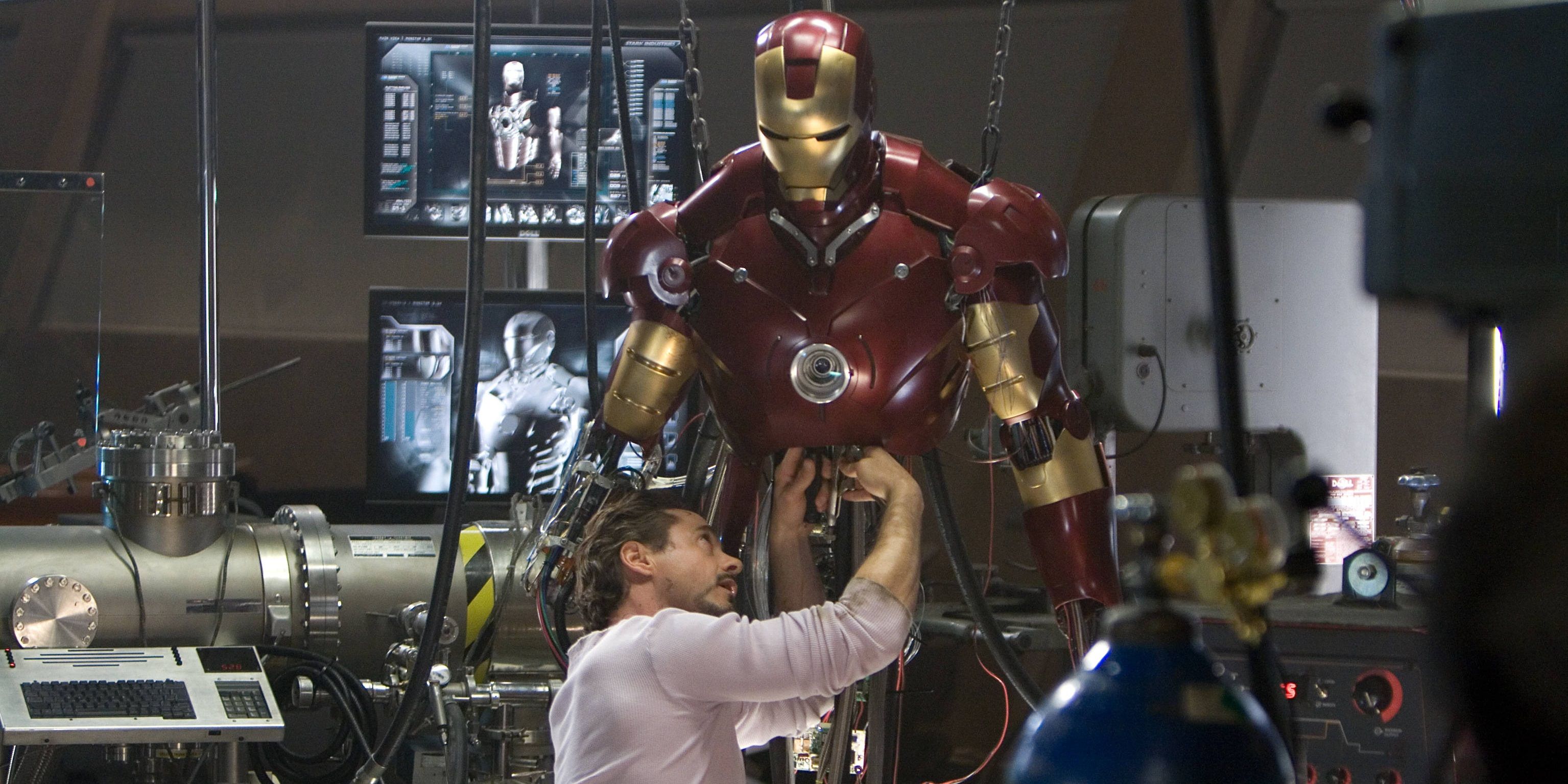 Tony working on his Iron Man suit